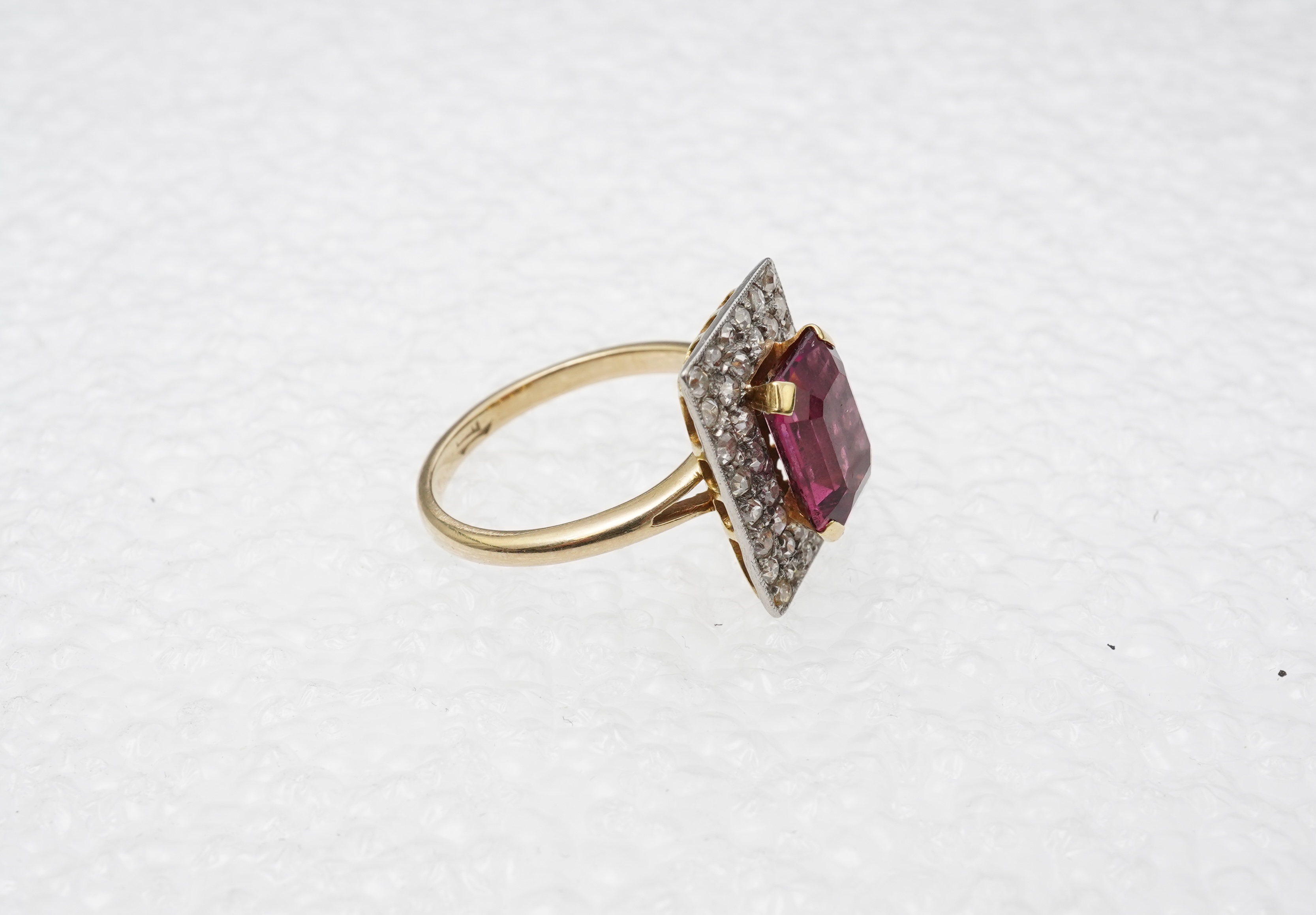 A pink tourmaline and diamond ring